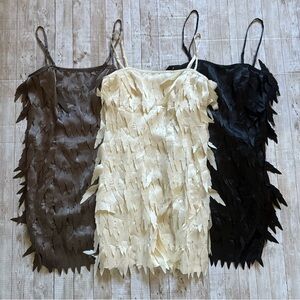 Set of 3 mini dresses - brown, black, and ivory